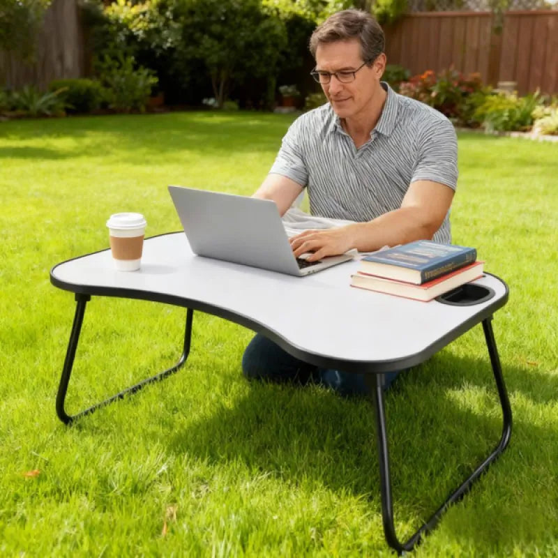 Portable Laptop Desk, Gray And White Matte Metal
