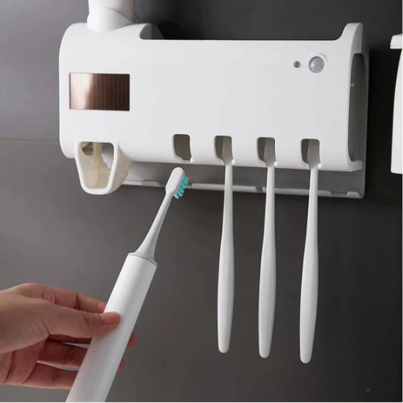 UV Light Sterilizer Toothbrush Holder Cleaner &amp; Automatic Toothpaste Dispenser