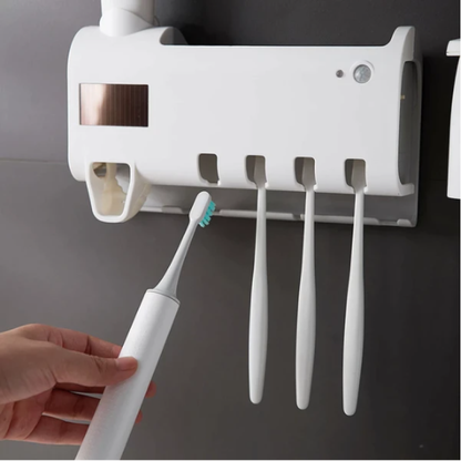 UV Light Sterilizer Toothbrush Holder Cleaner &amp; Automatic Toothpaste Dispenser