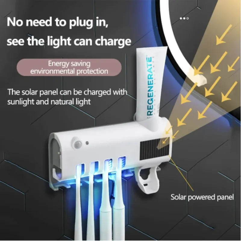 UV Light Sterilizer Toothbrush Holder Cleaner &amp; Automatic Toothpaste Dispenser