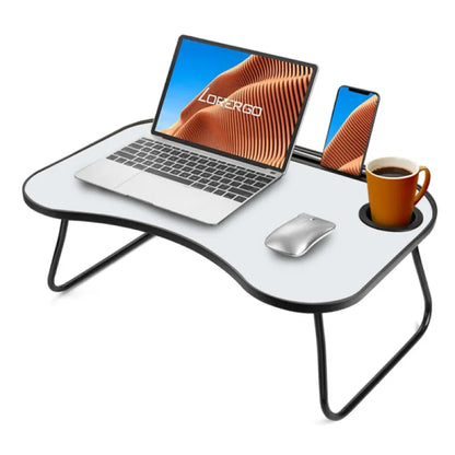 Portable Laptop Desk, Gray And White Matte Metal